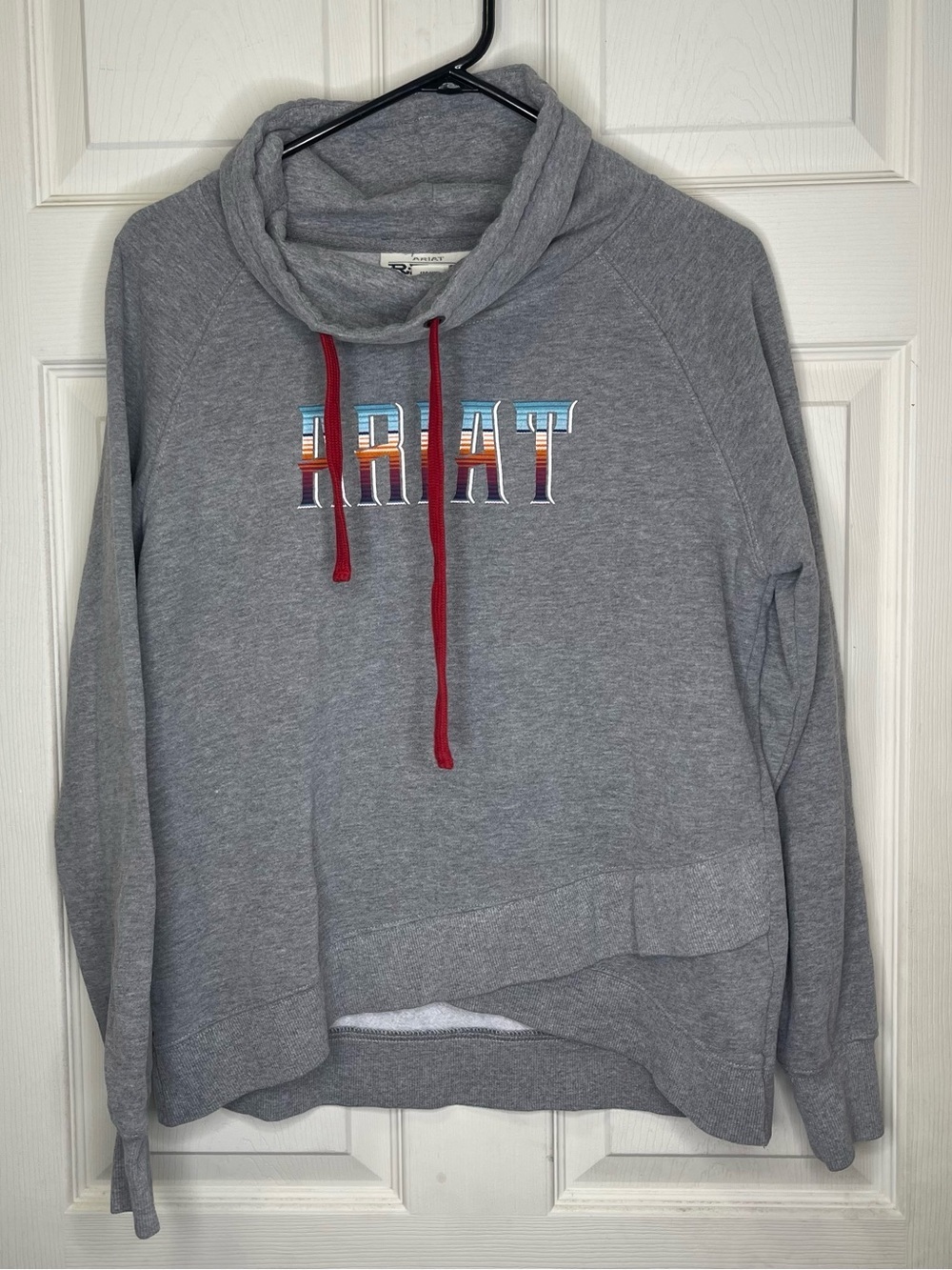 Ariat REAL Heather Gray Cowl Neck Pullover Size Large